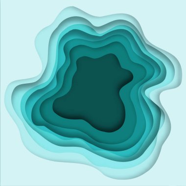 Kağıt sanatı soyut dalga arka planı, origami, mavi arkaplan modern kağıt zanaat biçimi vektörü