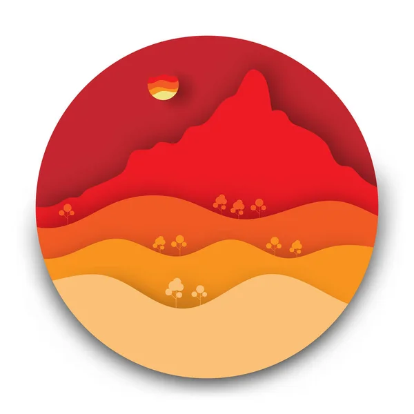 Paper Art Red Mountain Hintergrund Abstrakt Vektorgrafik Und Illustration — Stockvektor