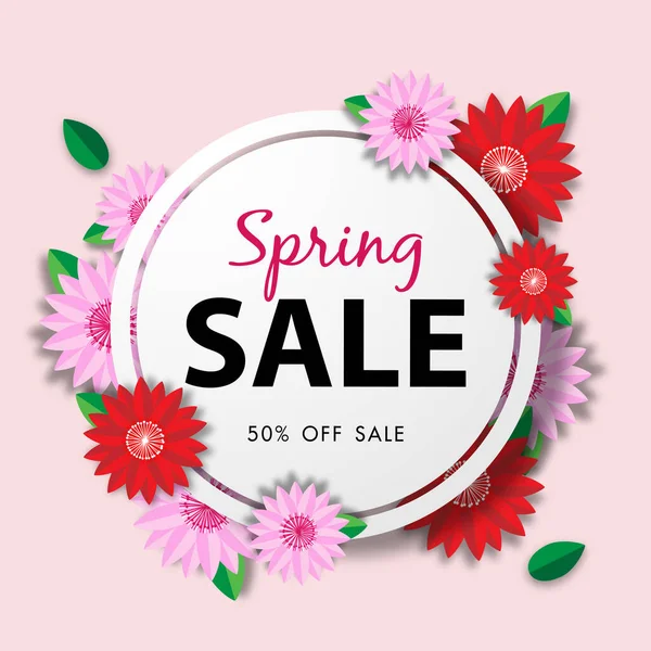 Tavaszi Értékesítési Háttér Gyönyörű Virág Vektor Illusztráció Sablon — Stock Vector