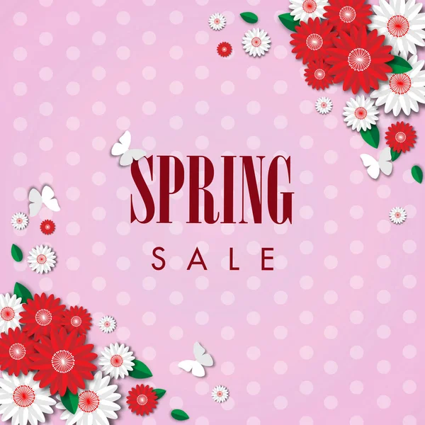 Frühling Verkauf Hintergrund Mit Schöner Blume Vektor Illustration Vorlage — Stockvektor