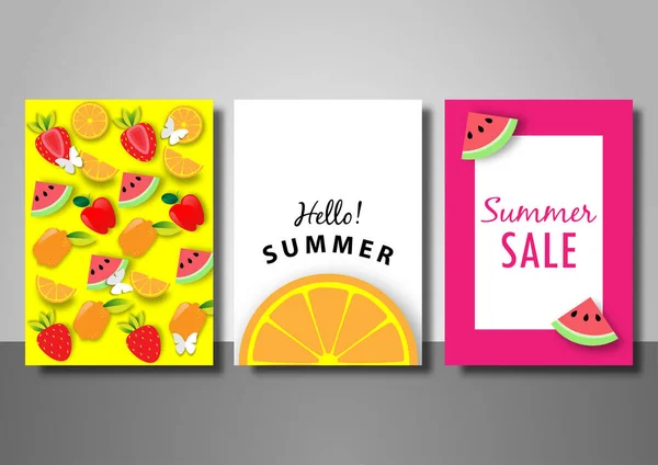 Sommer Verkauf Hintergrund Set Vektor Illustration Vorlage — Stockvektor