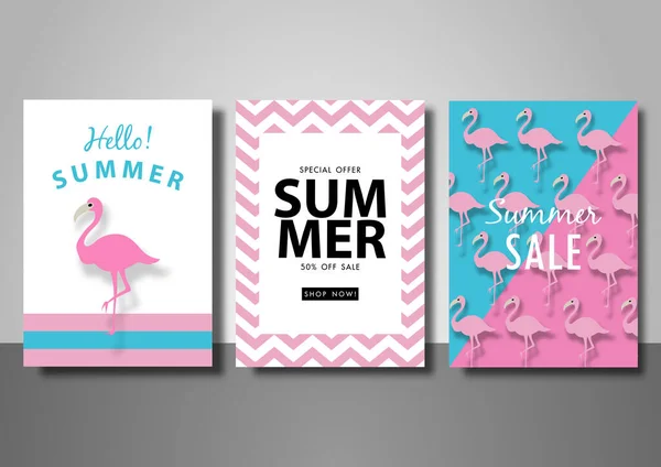 Sommer Verkauf Hintergrund Set Vektor Illustration Vorlage — Stockvektor