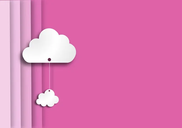 Fondo Rosa Abstracto Con Blanco Nube Papel Arte Estilo Vector — Vector de stock