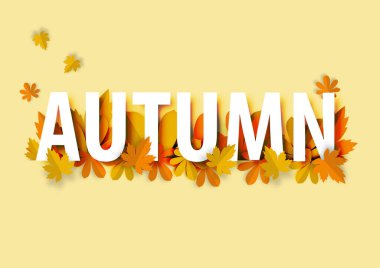 Kağıt tasarım vektörü ve illüstrasyonlu sonbahar arkaplanı 