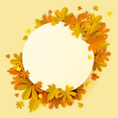 Kağıt tasarım vektörü ve illüstrasyonlu sonbahar arkaplanı 