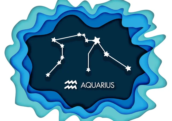 Paper Art Stil Wassermann Horoskop Sternzeichen Auf Modernem Papier Geschnitten — Stockvektor