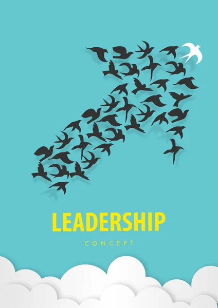Leadership Concept Paper Art Abstract Bird Teamwork Icon Paper Cut — Stock Vector