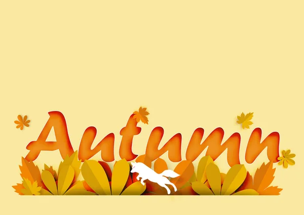 Sfondo Autunnale Con Carta Art Design Vettoriale Illustrazione — Vettoriale Stock