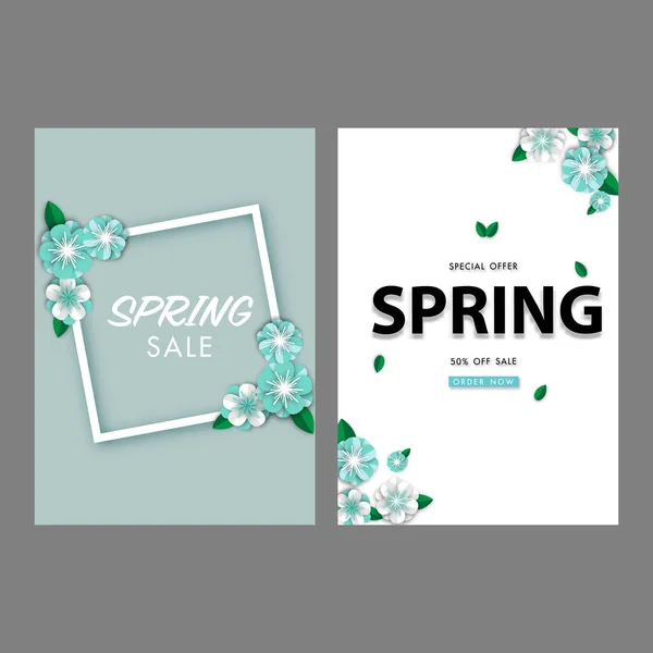 Spring Sale Banner Hintergrund Set Vektor Oder Illustration Template — Stockvektor
