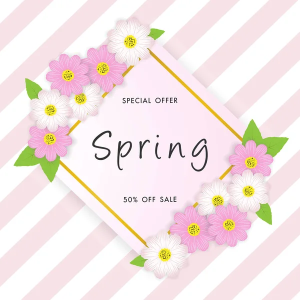 Frühlingsverkauf Hintergrund Mit Schönen Blume Vektorillustration Vorlage Banner Wallpaper Einladung — Stockvektor