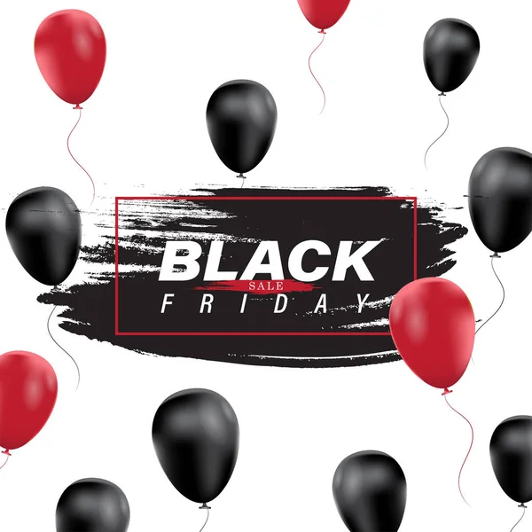 Kara Cuma pankartı, boya fırçası ve balon arkaplanı. Web sitesi ve mobil web sitesi geliştirme, e-posta ve bülten tasarımı için sosyal medya vektör illüstrasyon şablonu