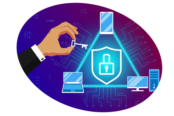 Cybersécurité Des Réseaux Protection Des Données Paiements Électroniques Transactions Transferts — Image vectorielle