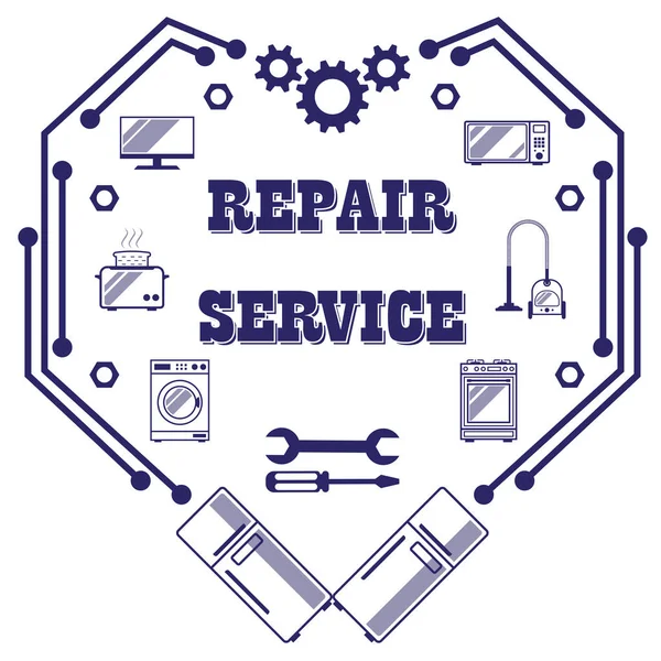 Reparatie Diagnostiek Onderhoud Van Keuken Huishoudelijke Apparaten Stijlvolle Retro Logo — Stockvector