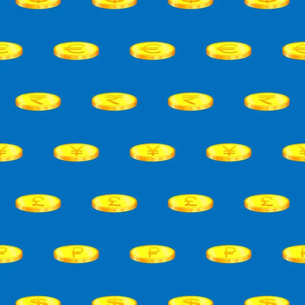 Nahtloses Ornament Textur Muster Hintergrund Und Vorlage Goldmünzen Verschiedener Länder — Stockvektor