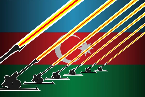 Azerbaycan Silahlı Çatışma Çatışma Için Resim Azerbaycan Bayrağının Arka Planında — Stok Vektör
