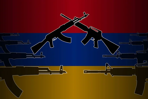 Ilustração Para Conflitos Armados Militares Confrontos Armênia Silhuetas Fuzis Cruzados —  Vetores de Stock