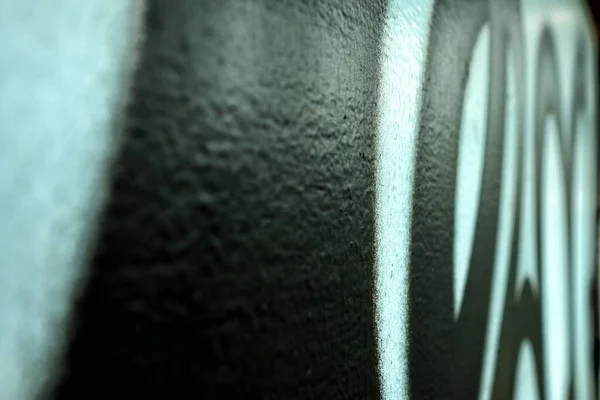 Close Black Stroke Painting White Concrete Wall — Stock Photo, Image