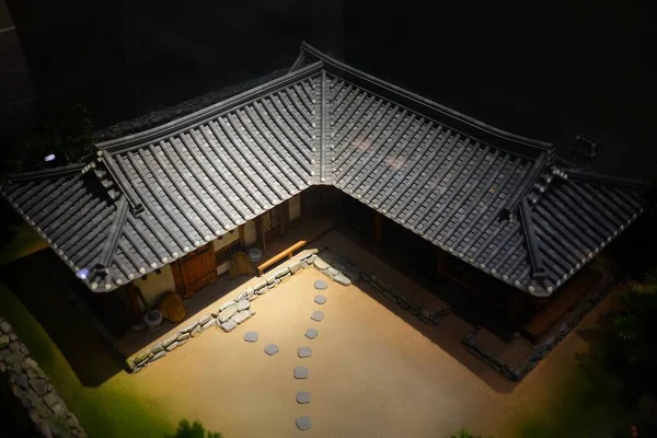 Top View Miniature Παραδοσιακό Σπίτι Της Κορέας — Φωτογραφία Αρχείου