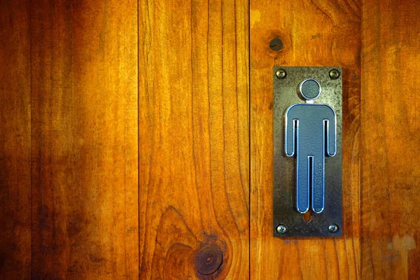 Männer Toilettenschild Holztür — Stockfoto