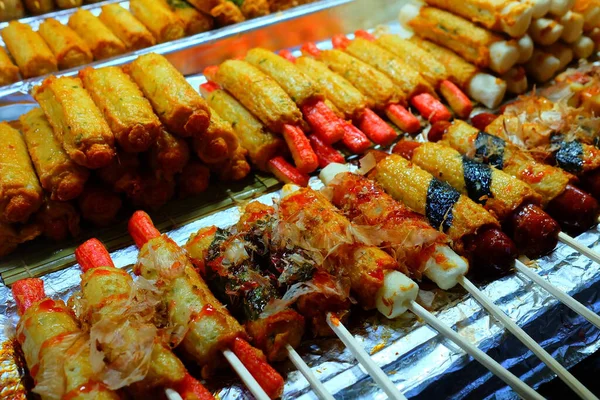 Verpakte Worsten Die Beroemde Koreaanse Street Food Bij Myeongdong Zijn — Stockfoto
