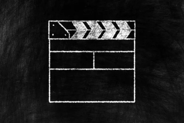 Slate Film Drawing Black Chalkboard Background — Stock Photo, Image