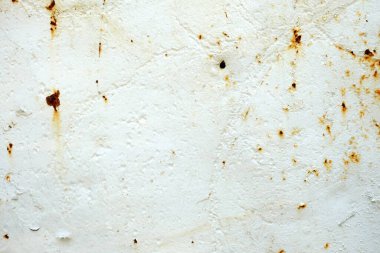 Metal Arkaplanda Beyaz Soyulmuş Boya ve Paslı.