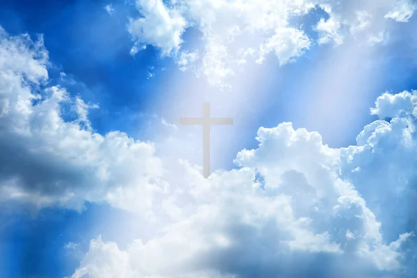 Abstract Christ Cross Heaven Sky White Cloud Suitable Religion — Stock Photo, Image