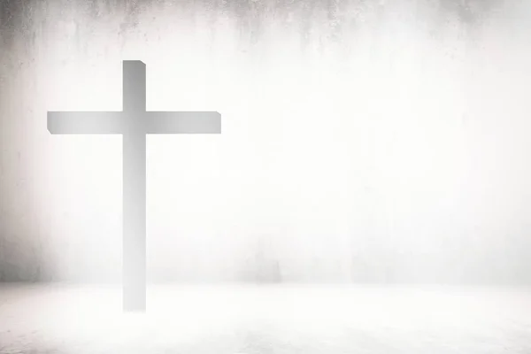 White Grunge Concrete Room Background Light Leak Christ Cross Suitable — стокове фото