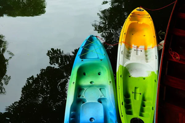 Vue Dessus Vieux Canot Dans Canal — Photo