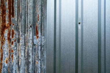 Paslı Çinko duvar ve Karşılaştırmalı Yeni Alüminyum Duvar.