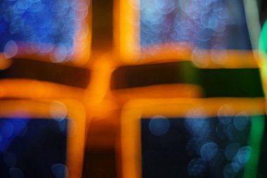 Soyut Mavi Bokeh Hediye Kutusu Arkaplanı.