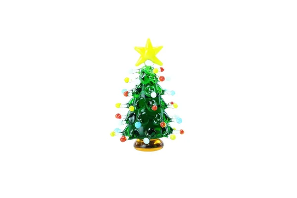 Μινιατούρα Γυάλινο Χριστουγεννιάτικο Δέντρο Απομονωμένο Λευκό Φόντο — Φωτογραφία Αρχείου