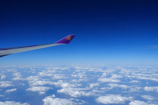 Sapporo Japón Noviembre 2019 Ala Avión Thai Airways Sobre Una —  Fotos de Stock