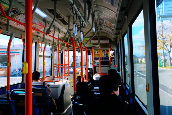 Σαππορο Ιαπωνια Νοεμβριου 2019 Επιβάτες Λεωφορείο Δημοσίων Συγκοινωνιών Στο Σαπόρο — Φωτογραφία Αρχείου