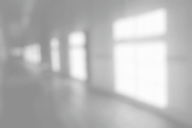 Eski Okul Ahşap Koridorunun Beyaz Bulanık Arkaplanı.