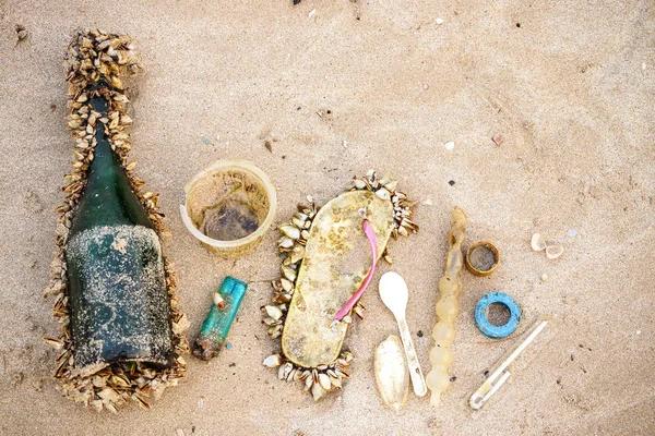 海洋生物に影響を与える海のゴミ 環境問題のコンセプト — ストック写真