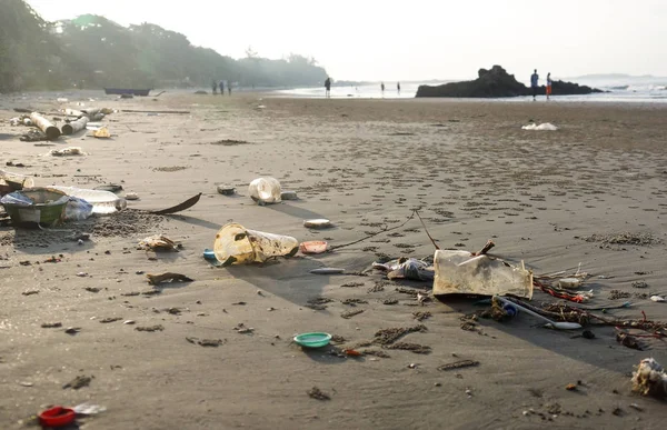Deniz Hayatını Etkileyen Deniz Çöpe Çevre Sorunu Kavramı — Stok fotoğraf