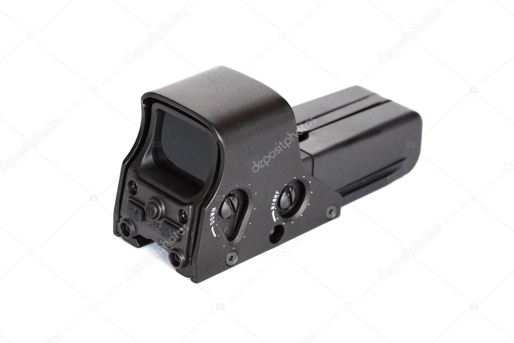 Red dot sight for gun isolated on white                         