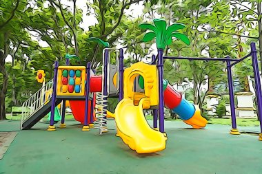 Suluboya efekti ile çocuklar için renkli Bahçesi