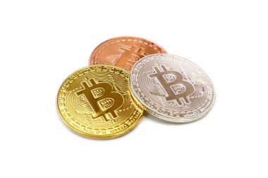 Bitcoin izole beyaz / Cryptocurrency kavramı                               