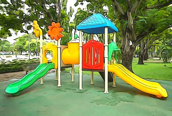 Suluboya efekti ile çocuklar için renkli Bahçesi