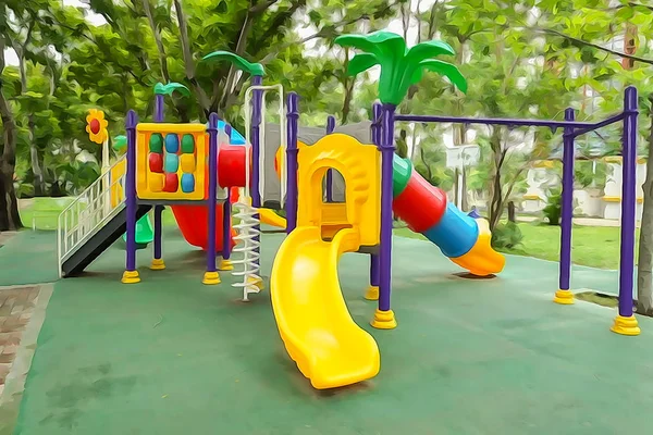 Colorido Parque Infantil Para Niños Con Efecto Acuarela — Foto de Stock