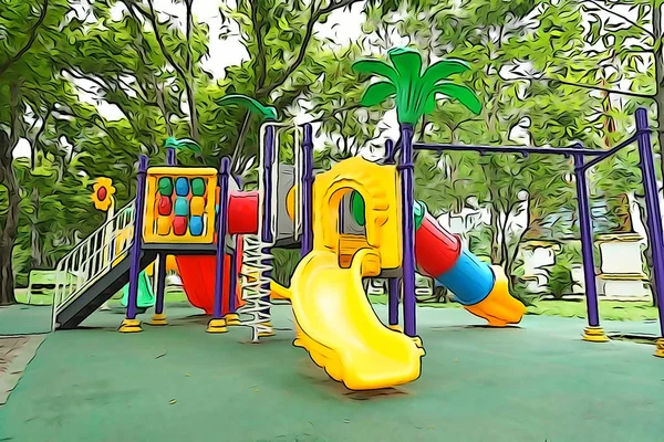 Suluboya efekti ile çocuklar için renkli Bahçesi