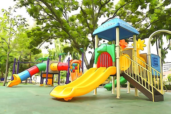 Suluboya efekti ile çocuklar için renkli Bahçesi