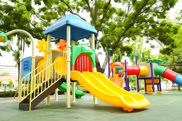 Colorful Playground Kids Watercolor Effect — Stock Photo, Image