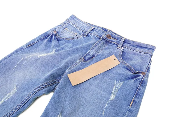 Calça Jeans Jeans Para Mulher Isolada Branco — Fotografia de Stock