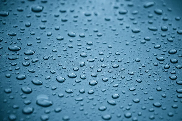 Gotas Agua Sobre Fondo Metálico Gris Coche — Foto de Stock