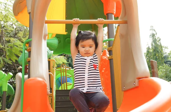 Asian Girl Playing Colorful Playground — Stock Photo, Image