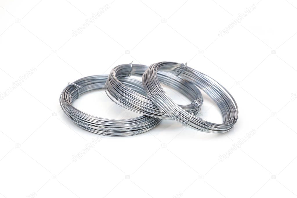 Metal wire isolated on white background                                   