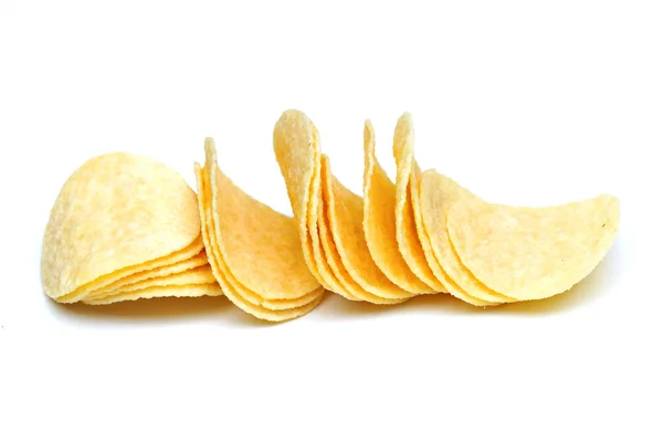 Aardappel Chips Geïsoleerd Witte Achtergrond — Stockfoto